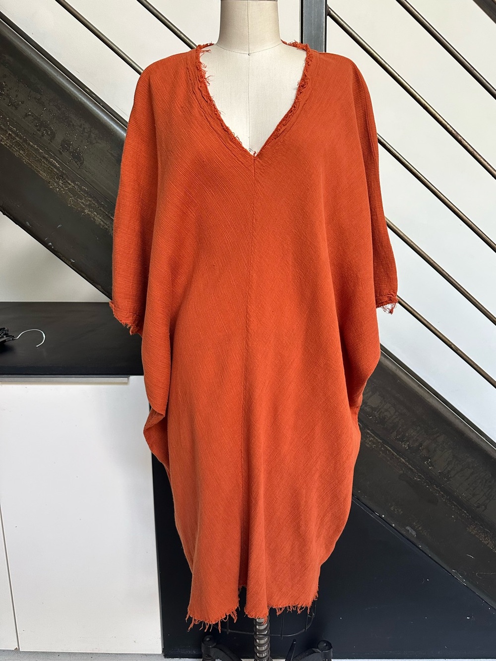 BLACK CRANE bias cut cotton gauze dress/caftan sz S
